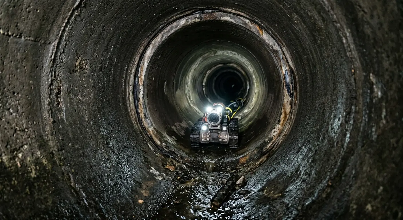 Robotic sewer camera inspecting pipe interior for Sewer Line Repair in Columbus